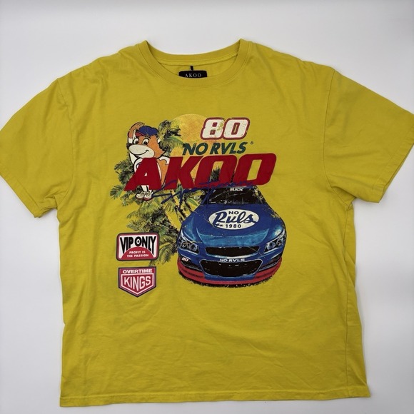 Akoo Other - AKOO Mens Shirt 3XL Yellow Graphic Tee No Rvls Racing Car Short Sleeve